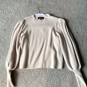 Lulus Cropped Sweater with puff sleeve Sz Med